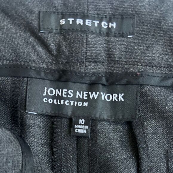 Jones New York High Rise Straight Leg Wool Blend Gray Casual Slacks Pants sz 10 - Picture 10 of 11